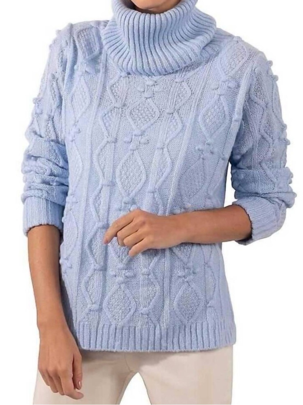 GRETCHEN SCOTT Knot Enough Sweater Periwinkle Blue Turtleneck Size L